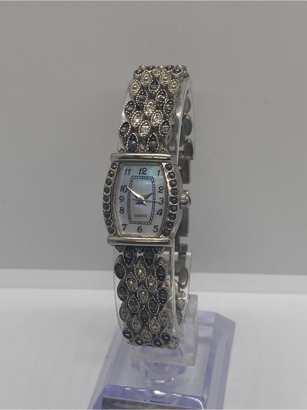 Silver-Tone Crystal Accent Women's Bracelet Watch